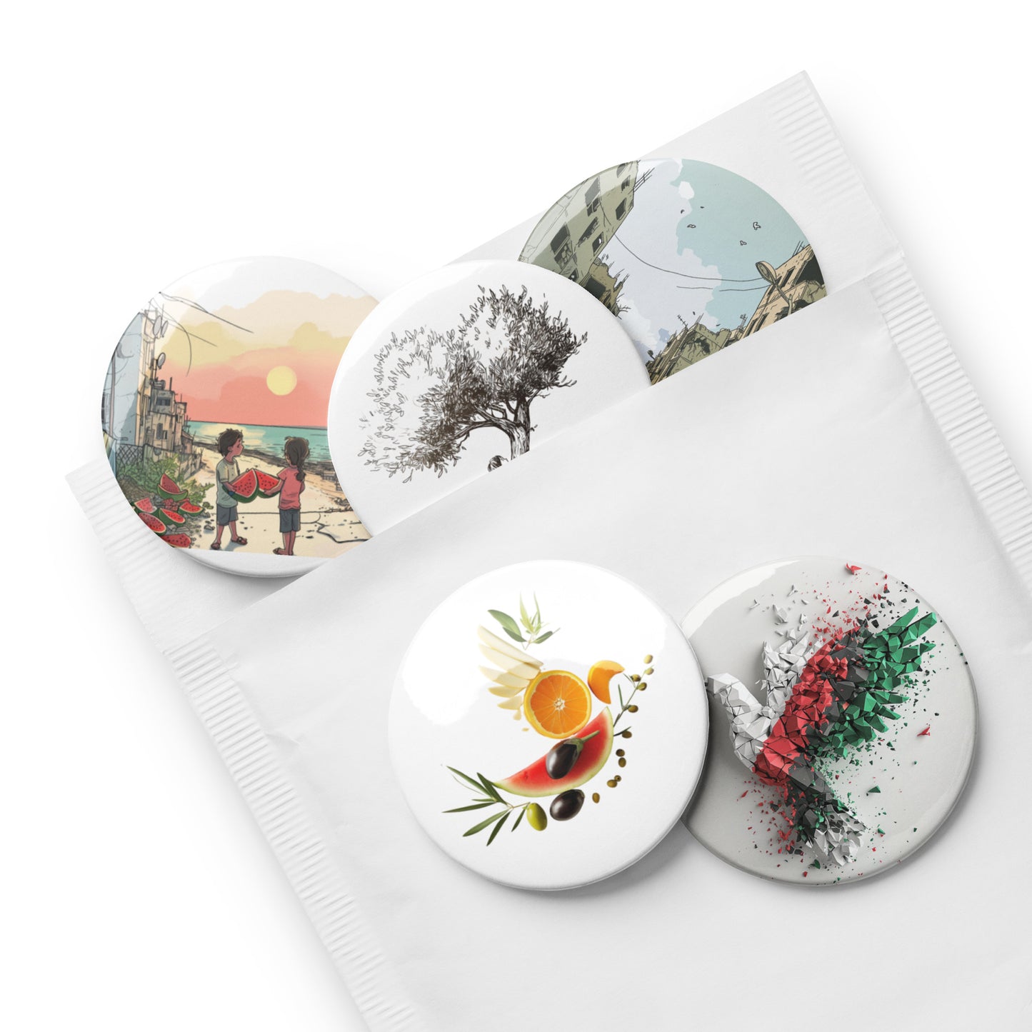 Fruits of Palestine - Set of Pin Buttons