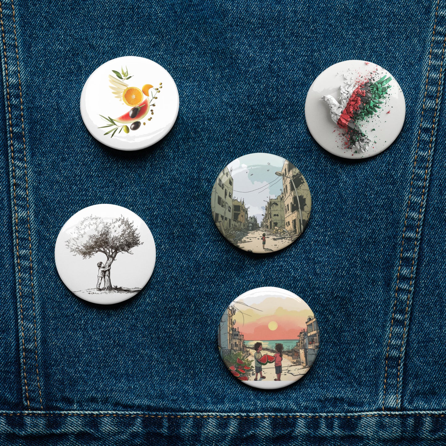 Fruits of Palestine - Set of Pin Buttons